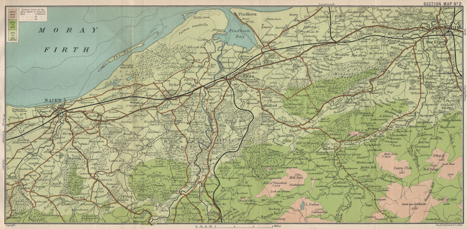 SPEYSIDE. Elgin & Nairn coast. Whisky-producing region. Forres Findhorn 1911 map